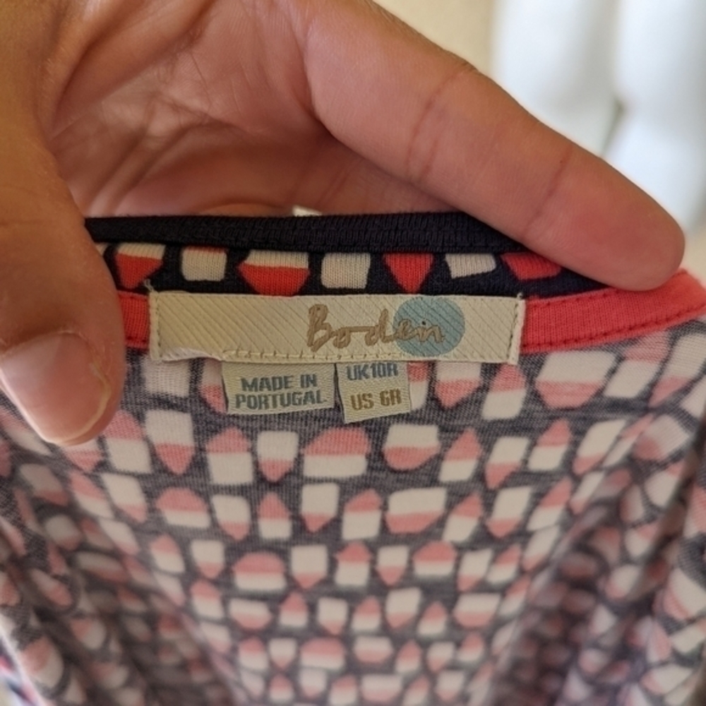 Boden Print Jersey‎ Dress with Pockets blue pink Size 6 Cotton Modal blend - Picture 7 of 8